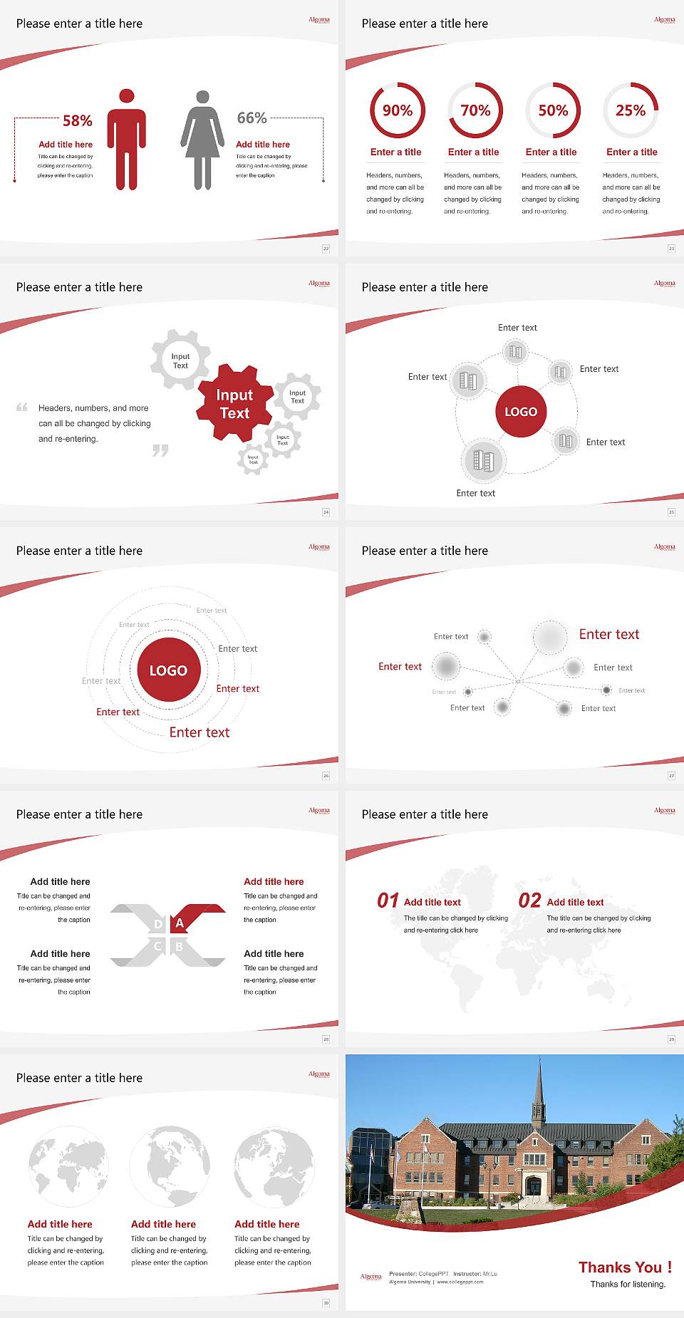 Algoma University Course/Courseware Creation PPT Template4:3 ratio PPT effect preview image4