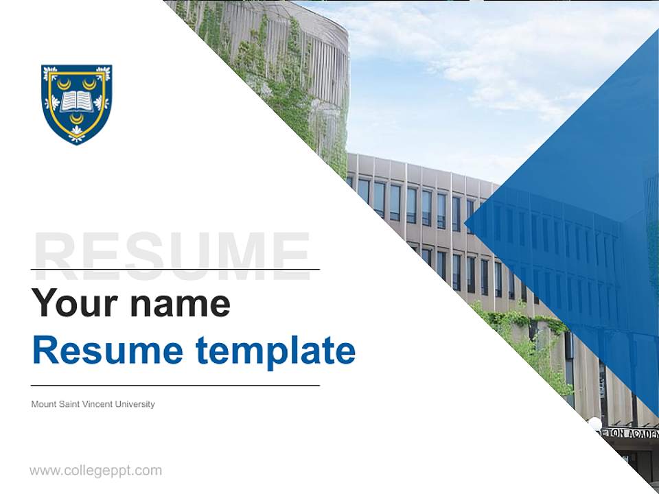 Mount Saint Vincent University Resume PPT Template4:3 ratio PPT effect preview image5
