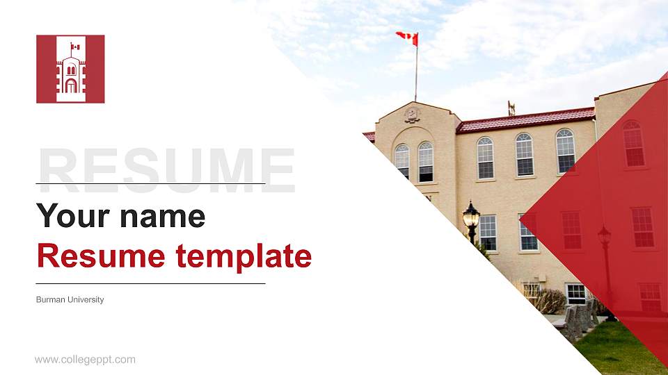 Burman University Resume PPT Template16:9 ratio PPT effect preview image