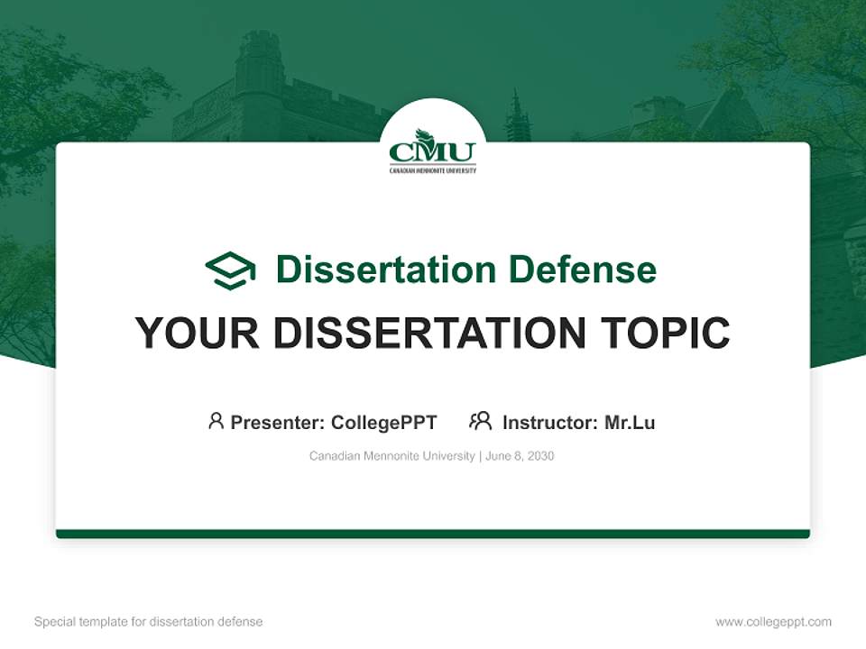 Canadian Mennonite University Graduation Thesis Defense PPT Template4:3 ratio PPT effect preview image7