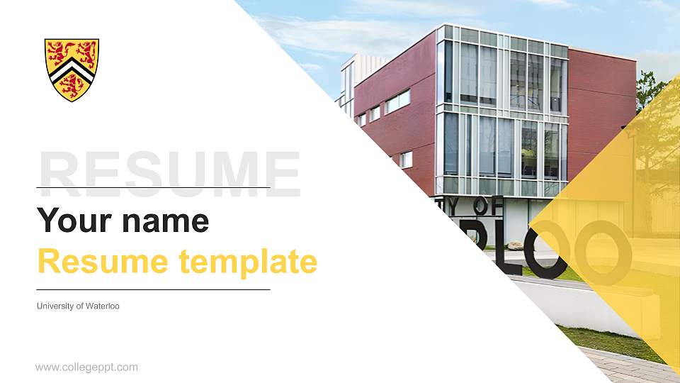 University of Waterloo Resume PPT Template16:9 ratio PPT effect preview image
