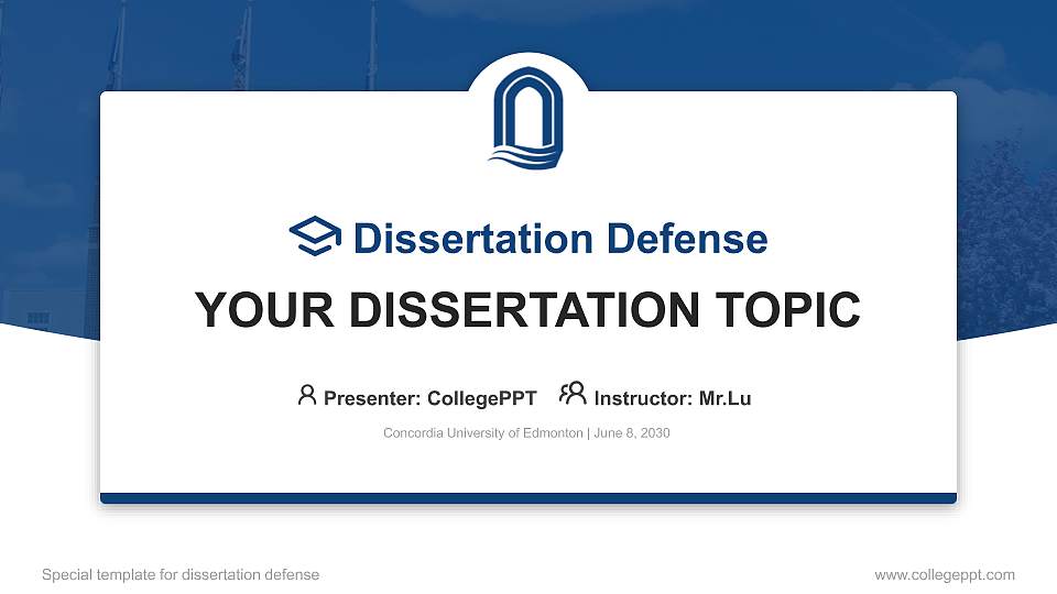 Concordia University of Edmonton Graduation Thesis Defense PPT Template16:9 ratio PPT effect preview image