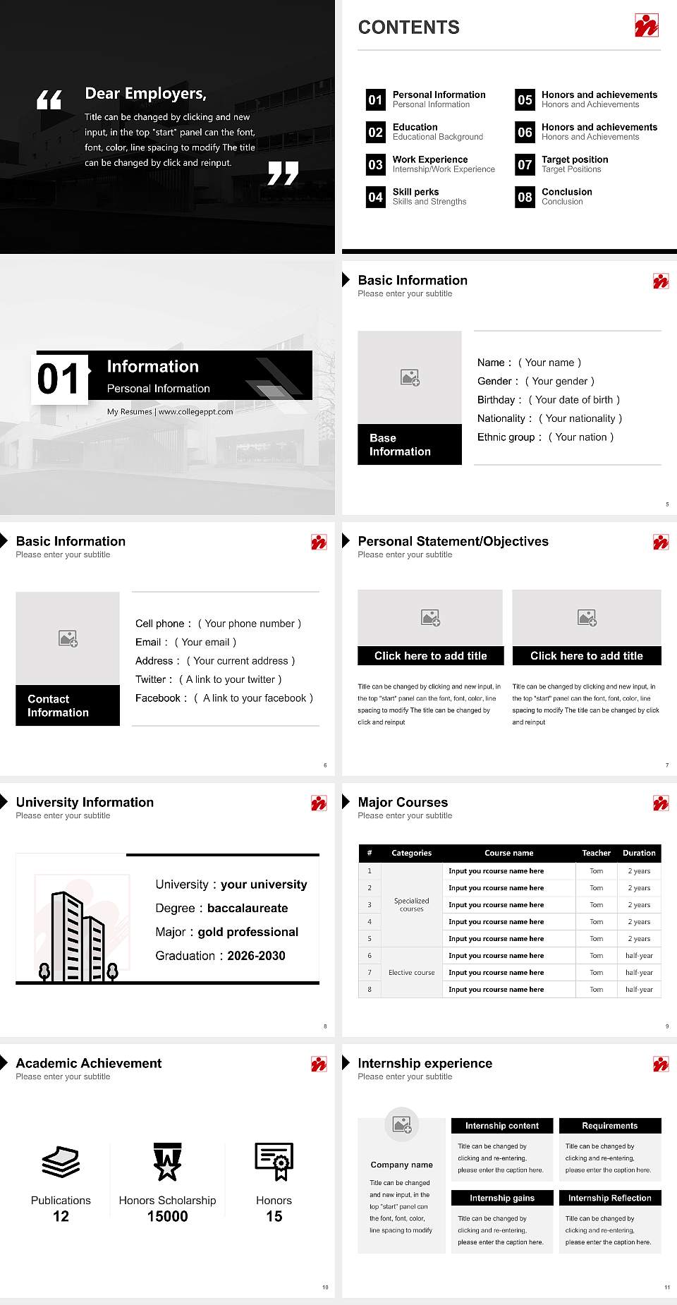 Japan Institute of the Moving Image Resume PPT Template4:3 ratio PPT effect preview image2