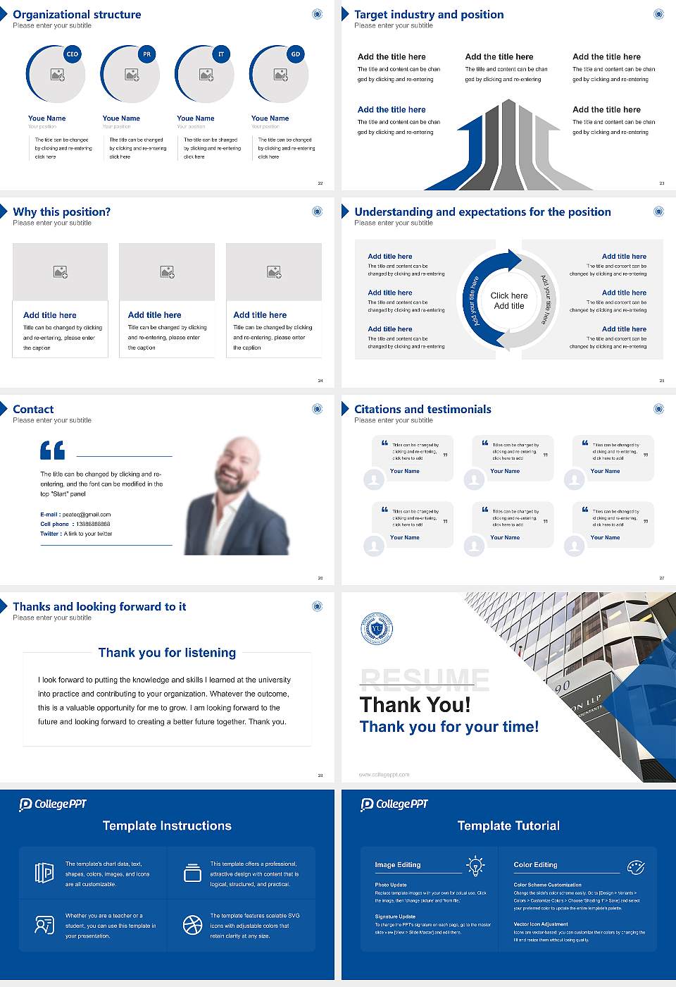 Yorkville University Resume PPT Template16:9 ratio PPT effect preview image4
