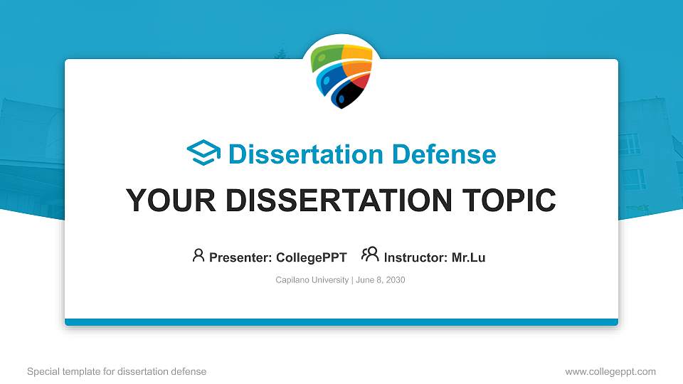 Capilano University Graduation Thesis Defense PPT Template16:9 ratio PPT effect preview image