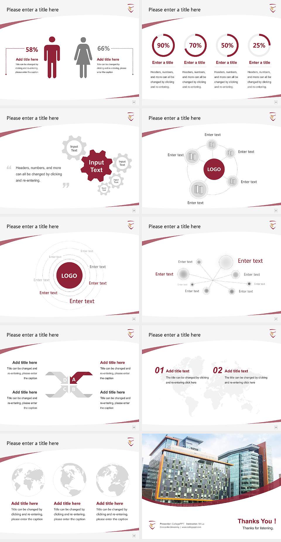 Concordia University Course/Courseware Creation PPT Template4:3 ratio PPT effect preview image4