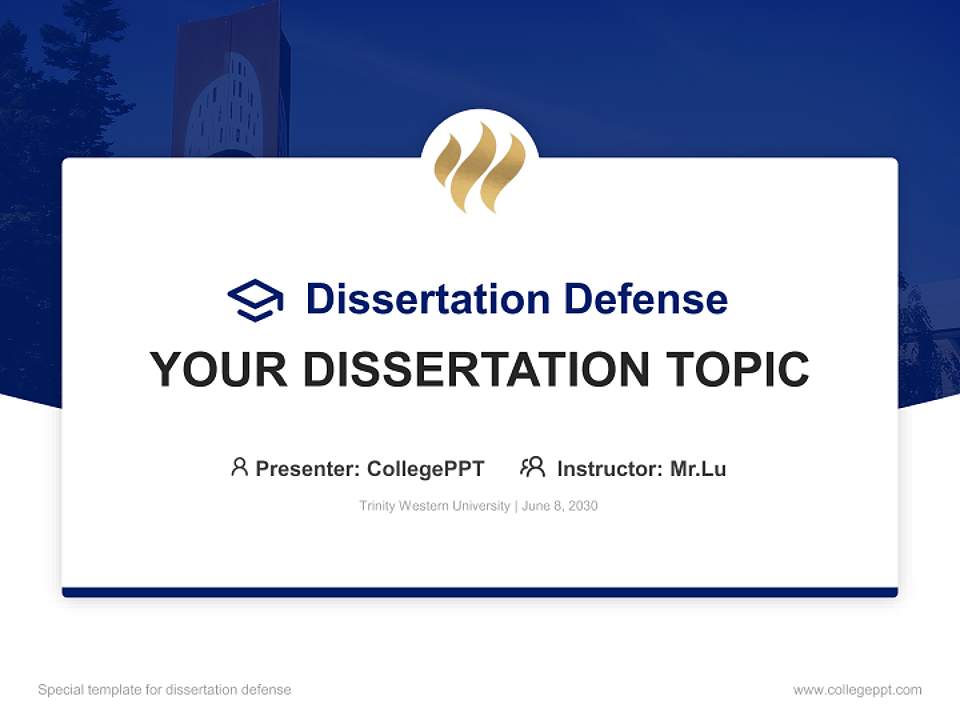 Trinity Western University Graduation Thesis Defense PPT Template4:3 ratio PPT effect preview image7