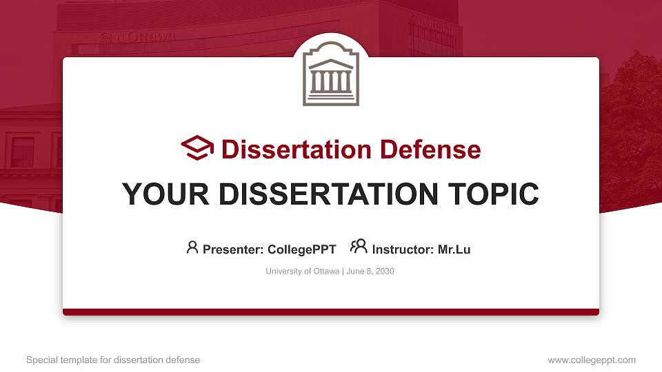 University of Ottawa Graduation Thesis Defense PPT Template16:9 ratio PPT effect preview image