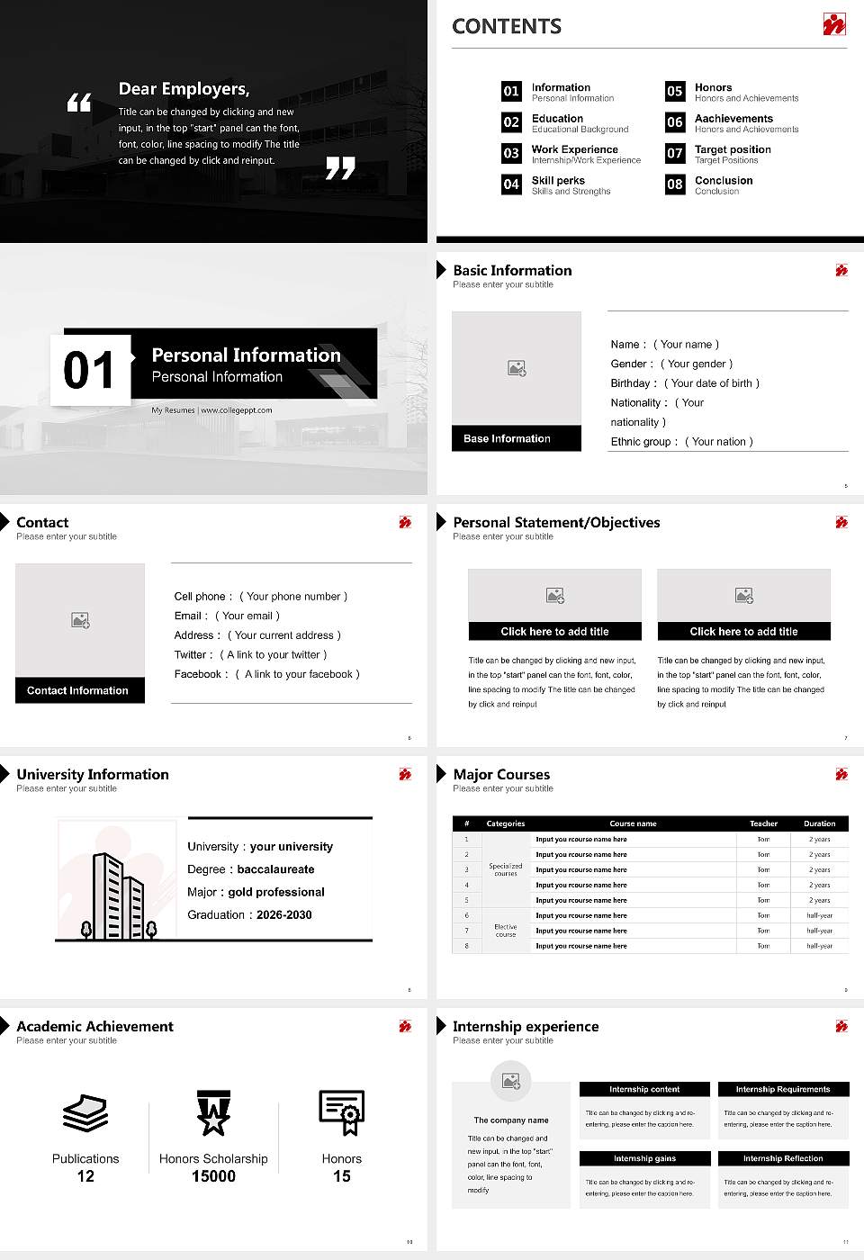 Japan Institute of the Moving Image Resume PPT Template16:9 ratio PPT effect preview image2