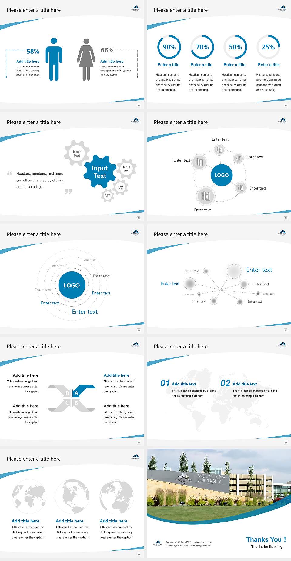 Mount Royal University Course/Courseware Creation PPT Template4:3 ratio PPT effect preview image4