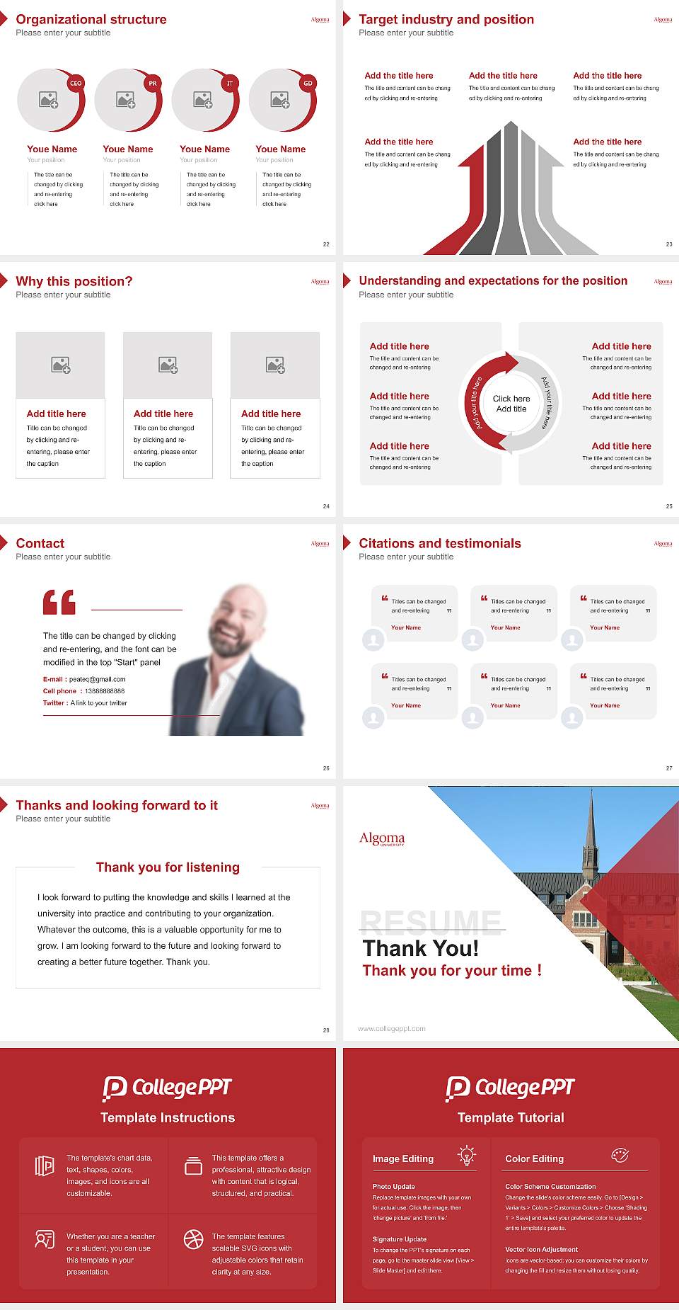 Algoma University Resume PPT Template4:3 ratio PPT effect preview image4