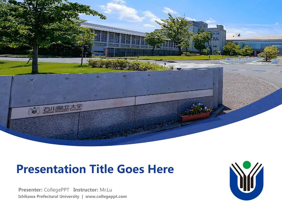 Ishikawa Prefectural University Course/Courseware Creation PPT Template4:3 ratio PPT effect preview image5