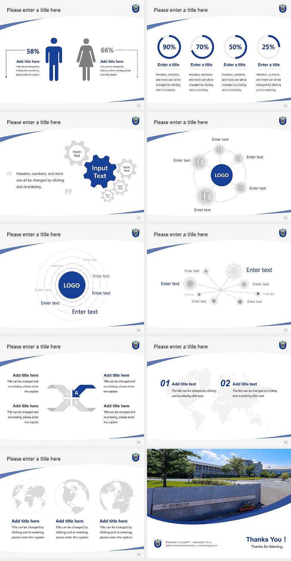 Ishikawa Prefectural University Course/Courseware Creation PPT Template4:3 ratio PPT effect preview image4