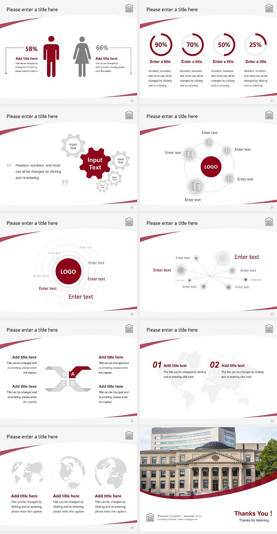 University of Ottawa Course/Courseware Creation PPT Template4:3 ratio PPT effect preview image4