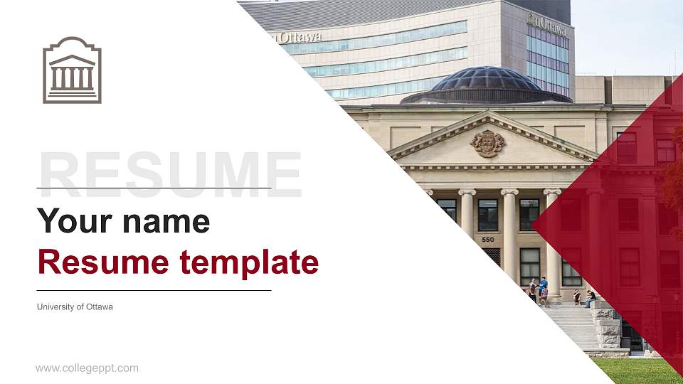University of Ottawa Resume PPT Template16:9 ratio PPT effect preview image