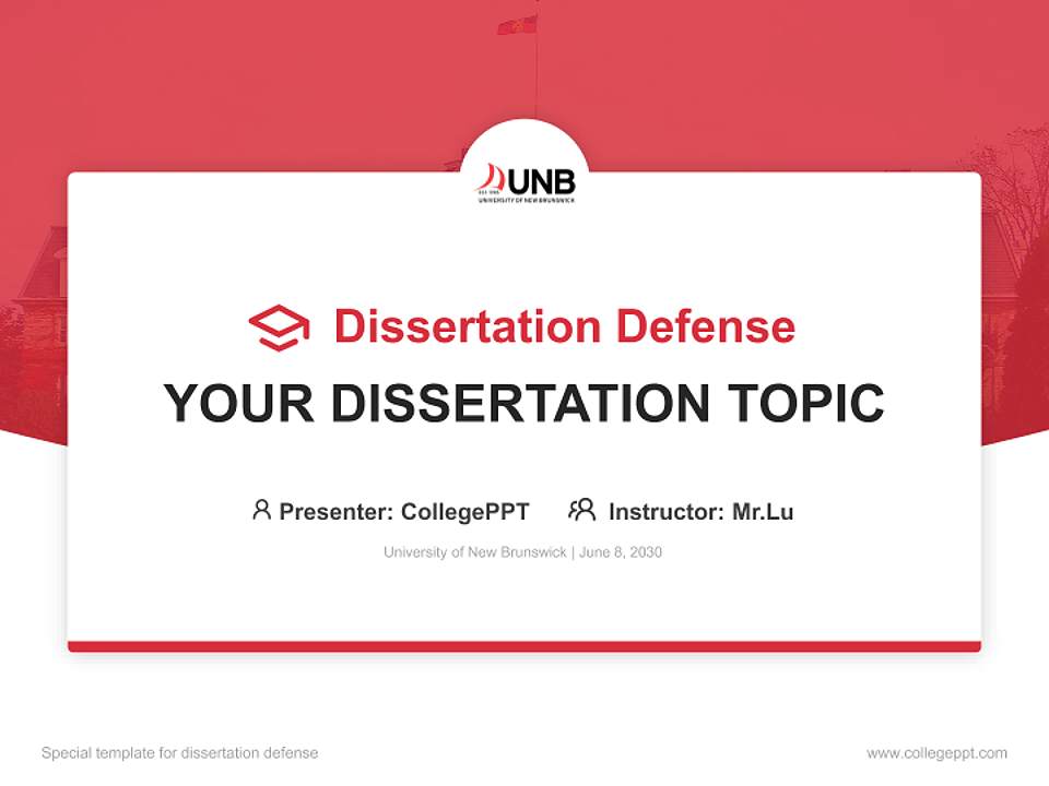 University of New Brunswick Graduation Thesis Defense PPT Template4:3 ratio PPT effect preview image7