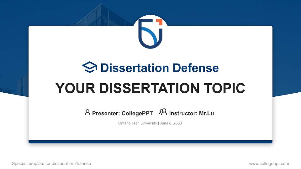Ontario Tech University Graduation Thesis Defense PPT Template16:9 ratio PPT effect preview image