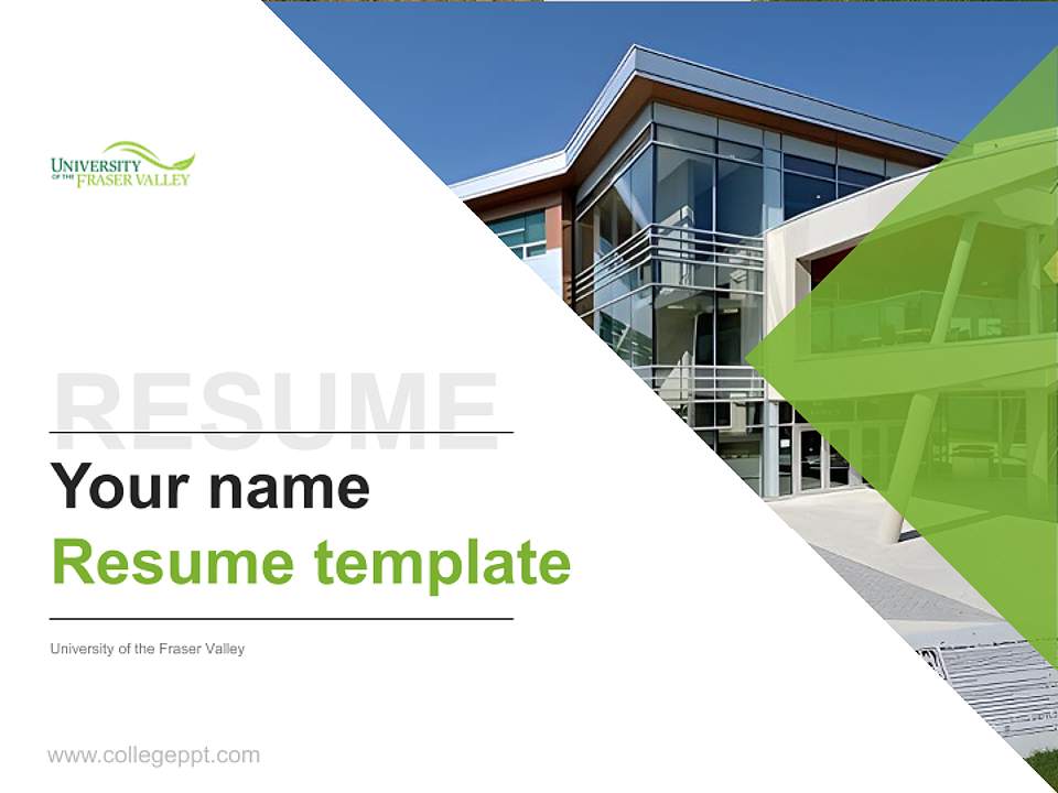 University of the Fraser Valley Resume PPT Template4:3 ratio PPT effect preview image5