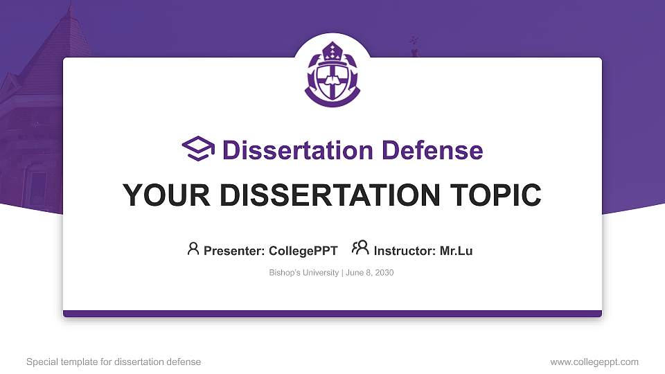 Bishop’s University Graduation Thesis Defense PPT Template16:9 ratio PPT effect preview image