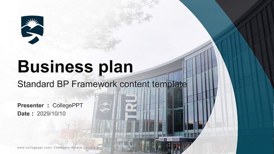 Thompson Rivers University Competition/Entrepreneurship Contest PPT Template16:9 ratio PPT effect preview image