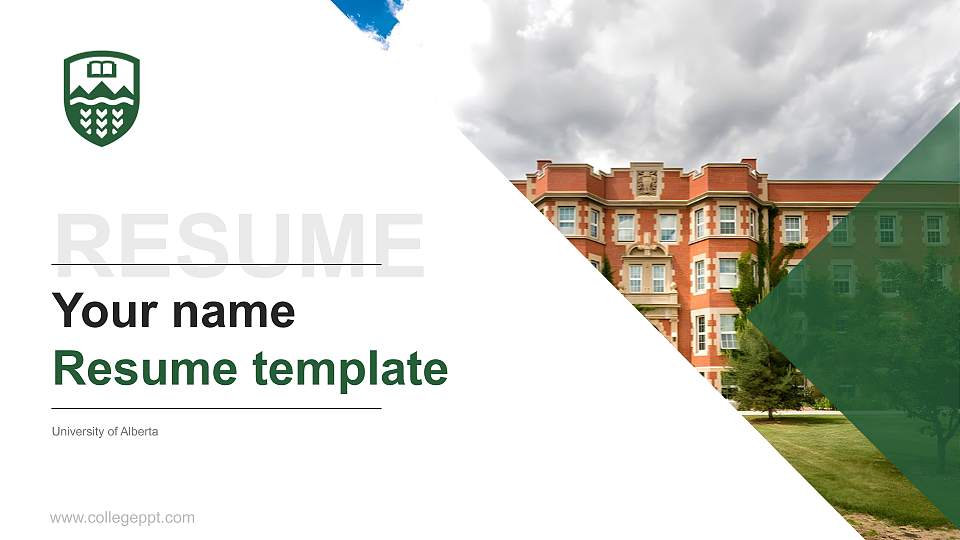 University of Alberta Resume PPT Template16:9 ratio PPT effect preview image