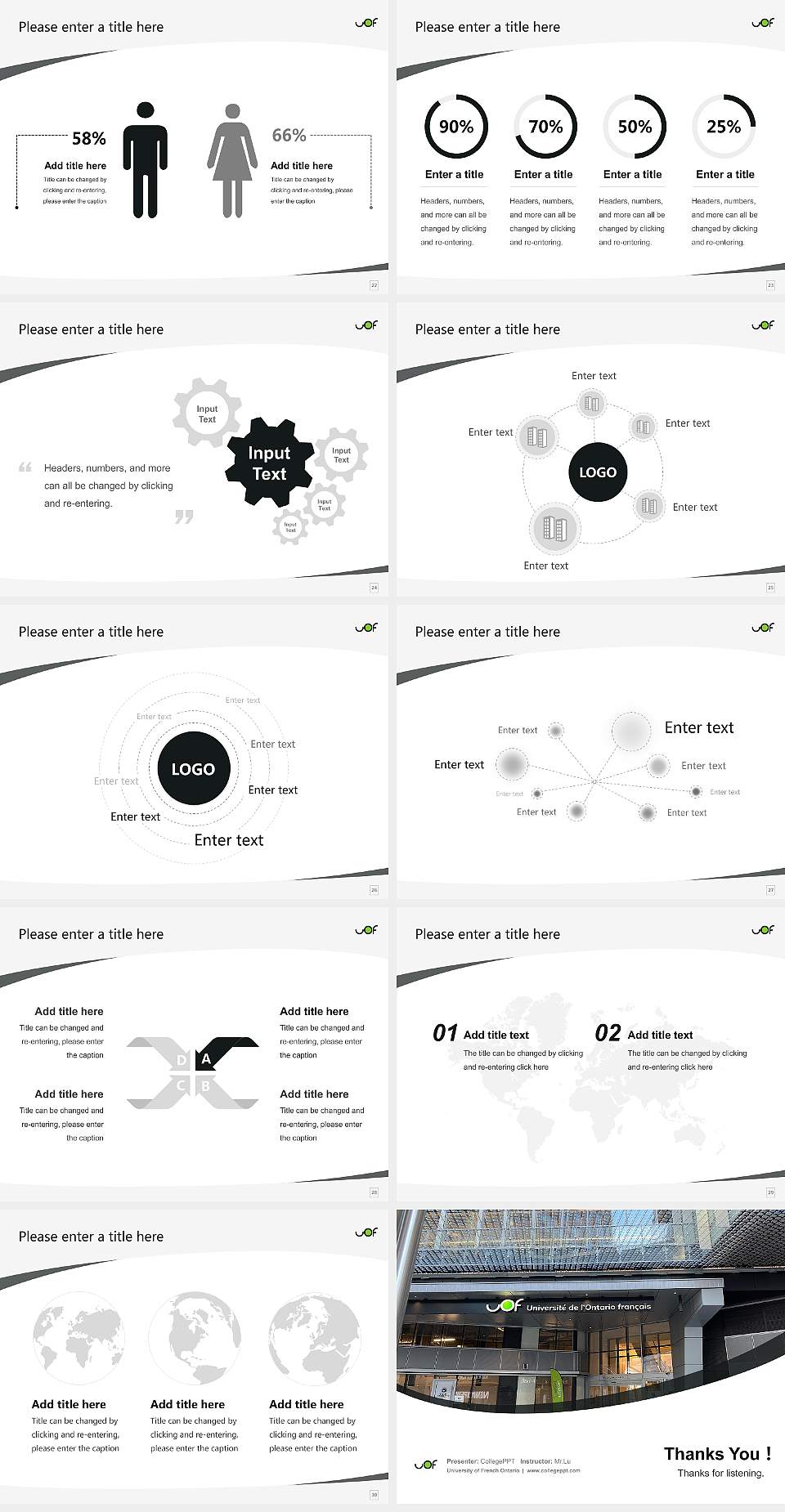 University of French Ontario Course/Courseware Creation PPT Template4:3 ratio PPT effect preview image4