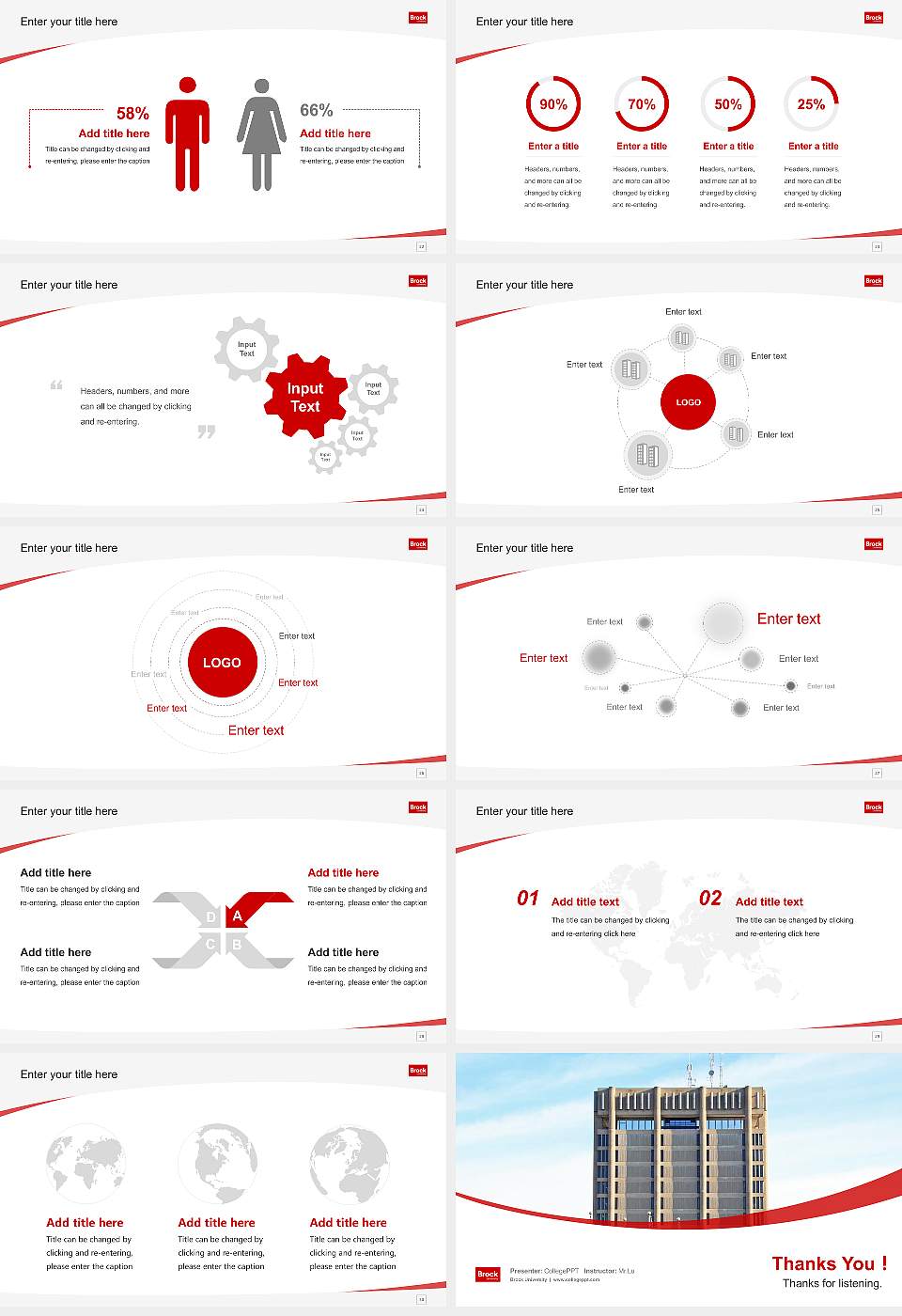 Brock University Course/Courseware Creation PPT Template16:9 ratio PPT effect preview image4