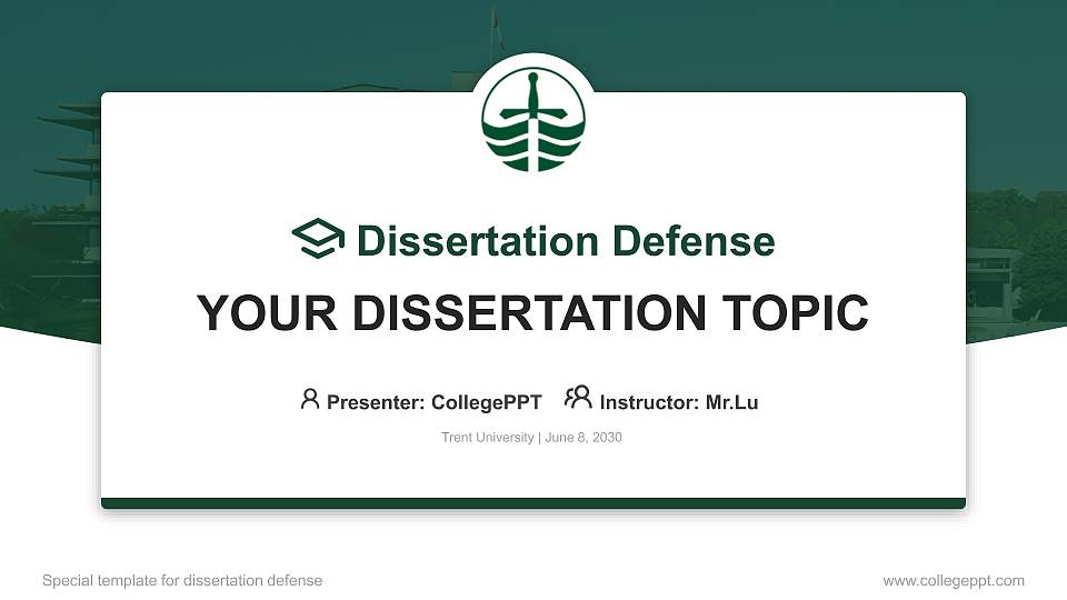 Trent University Graduation Thesis Defense PPT Template16:9 ratio PPT effect preview image