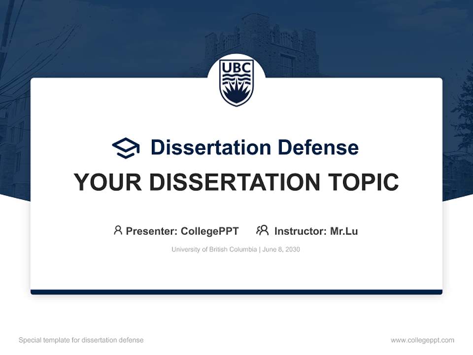 University of British Columbia Graduation Thesis Defense PPT Template4:3 ratio PPT effect preview image7
