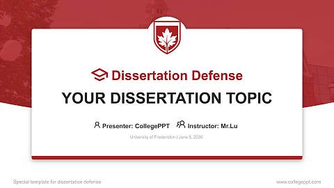 University of Fredericton Graduation Thesis Defense PPT Template