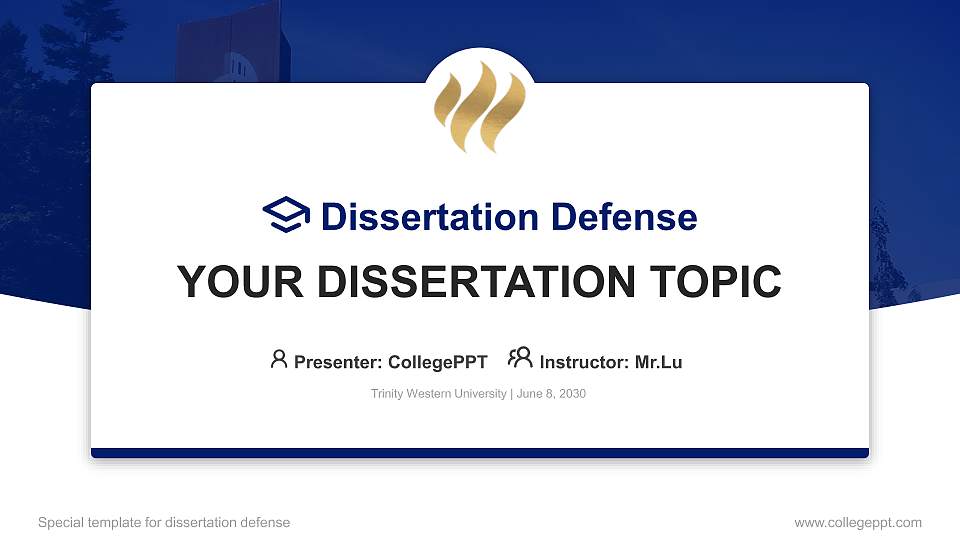 Trinity Western University Graduation Thesis Defense PPT Template16:9 ratio PPT effect preview image