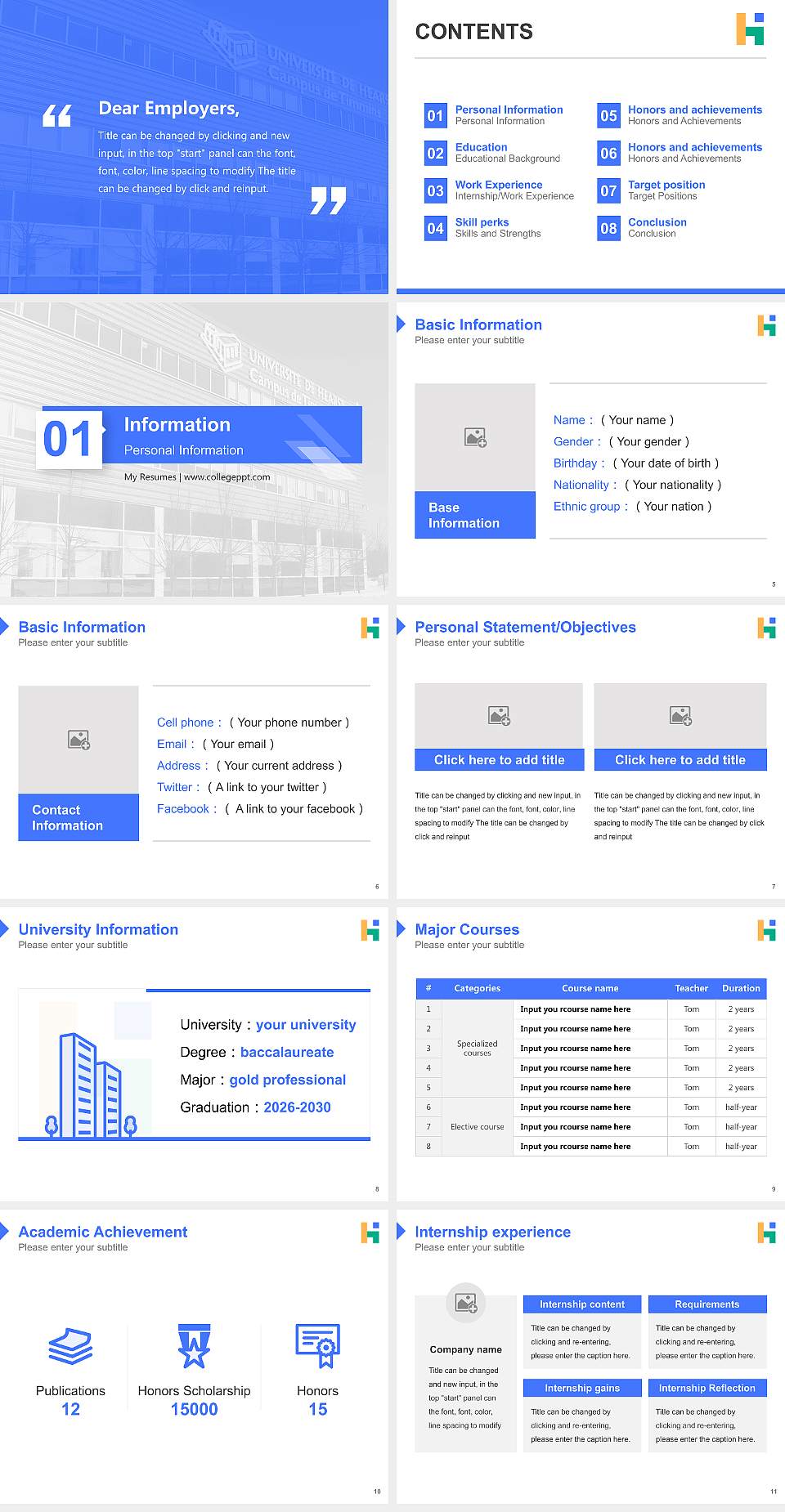 University of Hearst Resume PPT Template4:3 ratio PPT effect preview image2