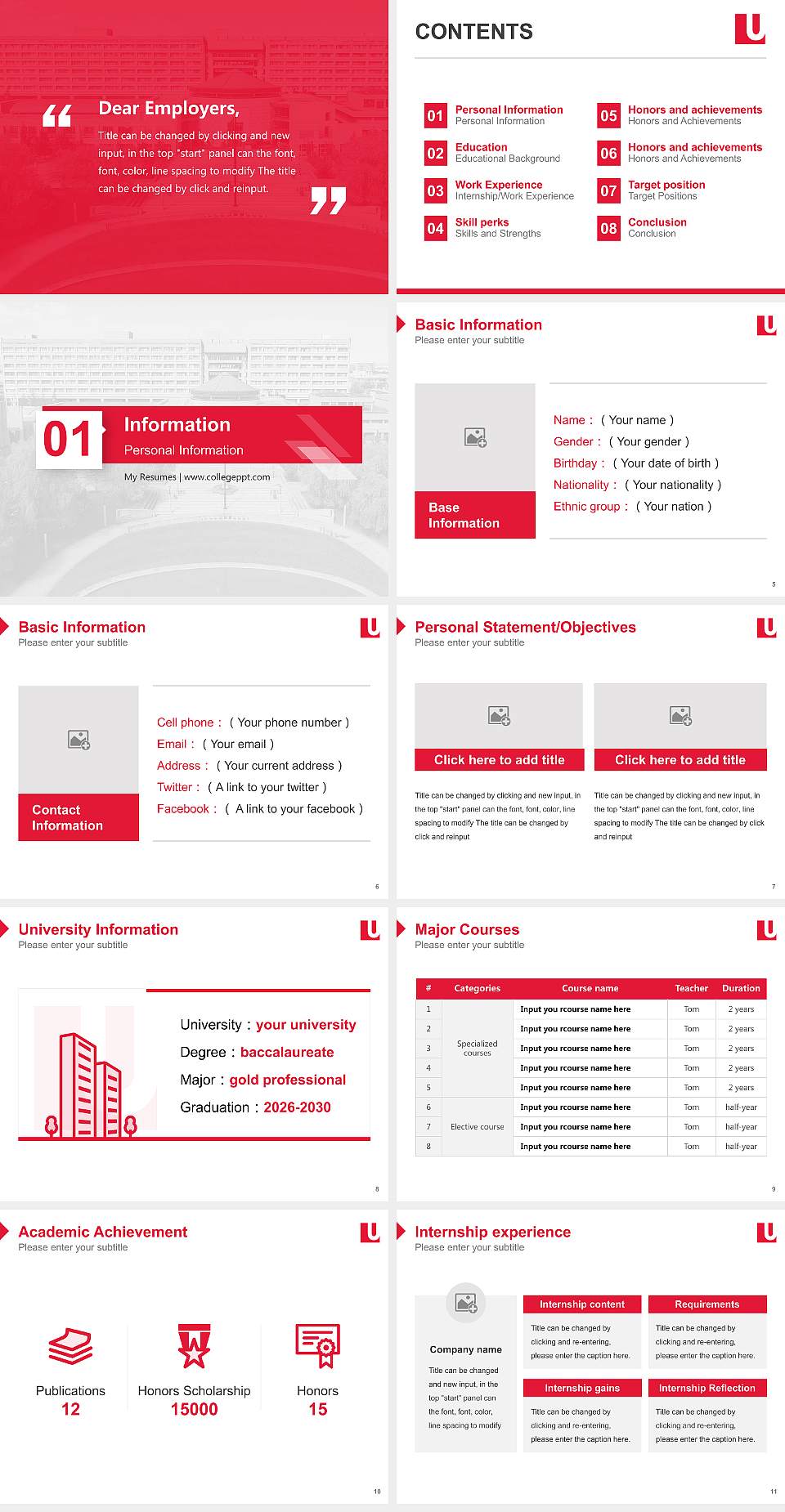 York University Resume PPT Template4:3 ratio PPT effect preview image2