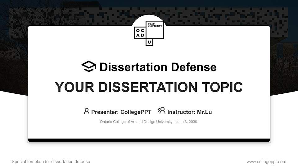 Ontario College of Art and Design University Graduation Thesis Defense PPT Template16:9 ratio PPT effect preview image