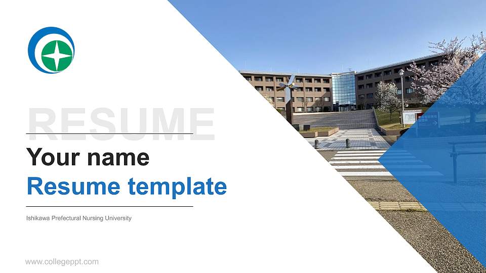 Ishikawa Prefectural Nursing University Resume PPT Template16:9 ratio PPT effect preview image