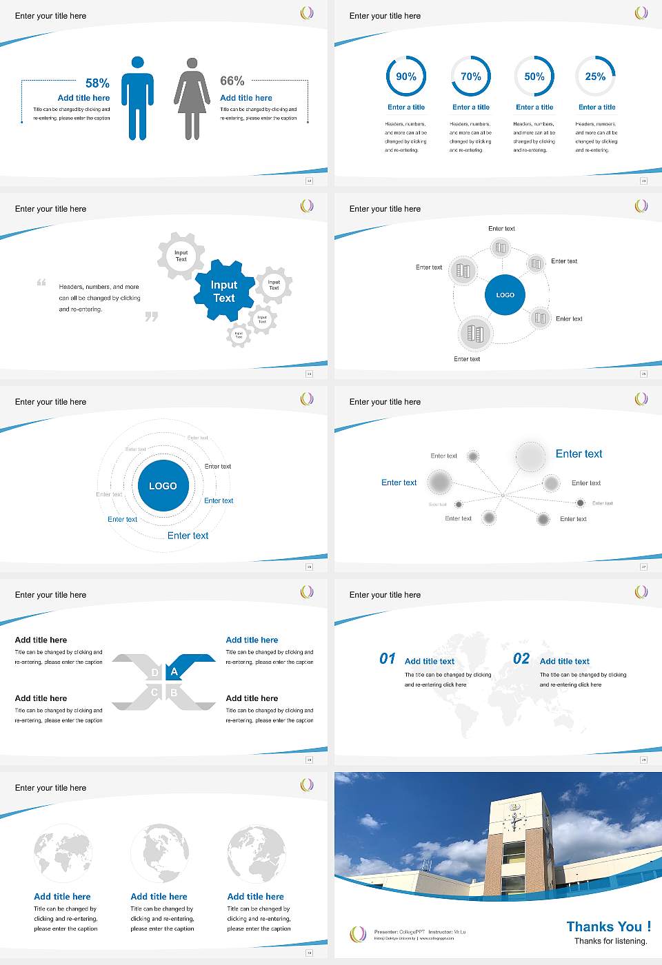 Himeji Dokkyo University Course/Courseware Creation PPT Template16:9 ratio PPT effect preview image4