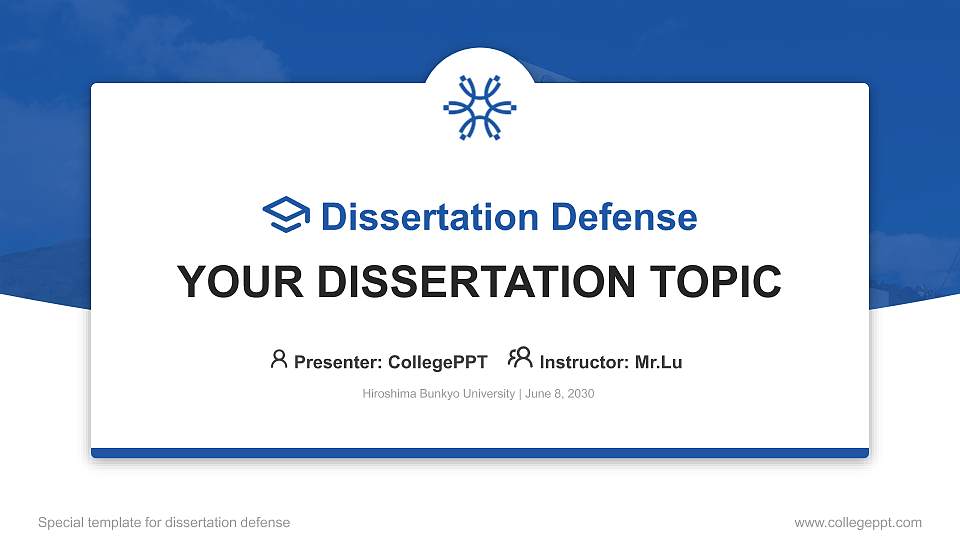 Hiroshima Bunkyo University Graduation Thesis Defense PPT Template16:9 ratio PPT effect preview image
