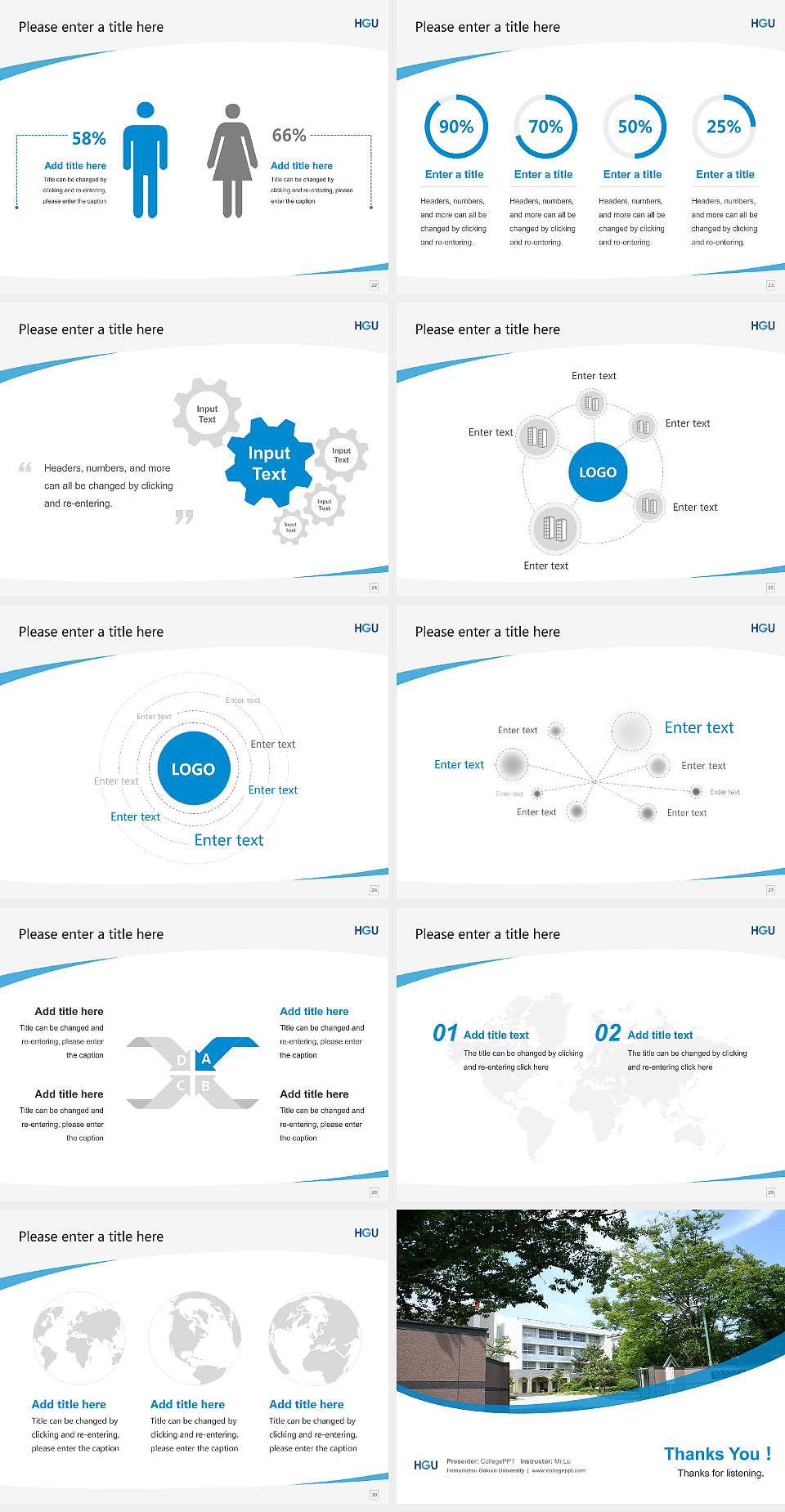Hamamatsu Gakuin University Course/Courseware Creation PPT Template4:3 ratio PPT effect preview image4