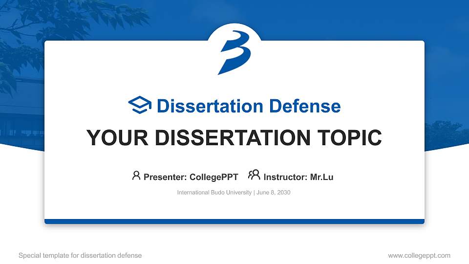International Budo University Graduation Thesis Defense PPT Template16:9 ratio PPT effect preview image1
