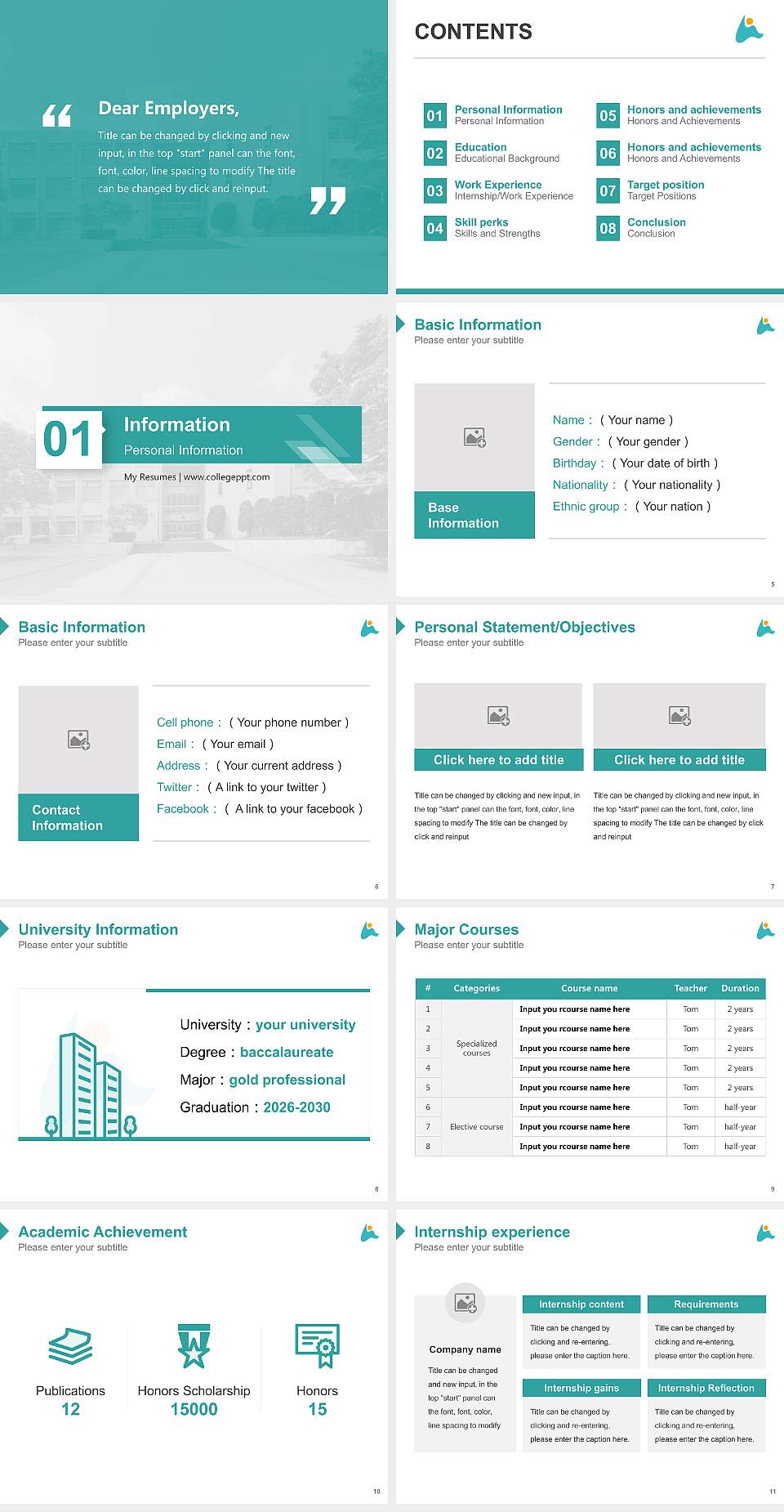 Hamamatsu University School of Medicine Resume PPT Template4:3 ratio PPT effect preview image2