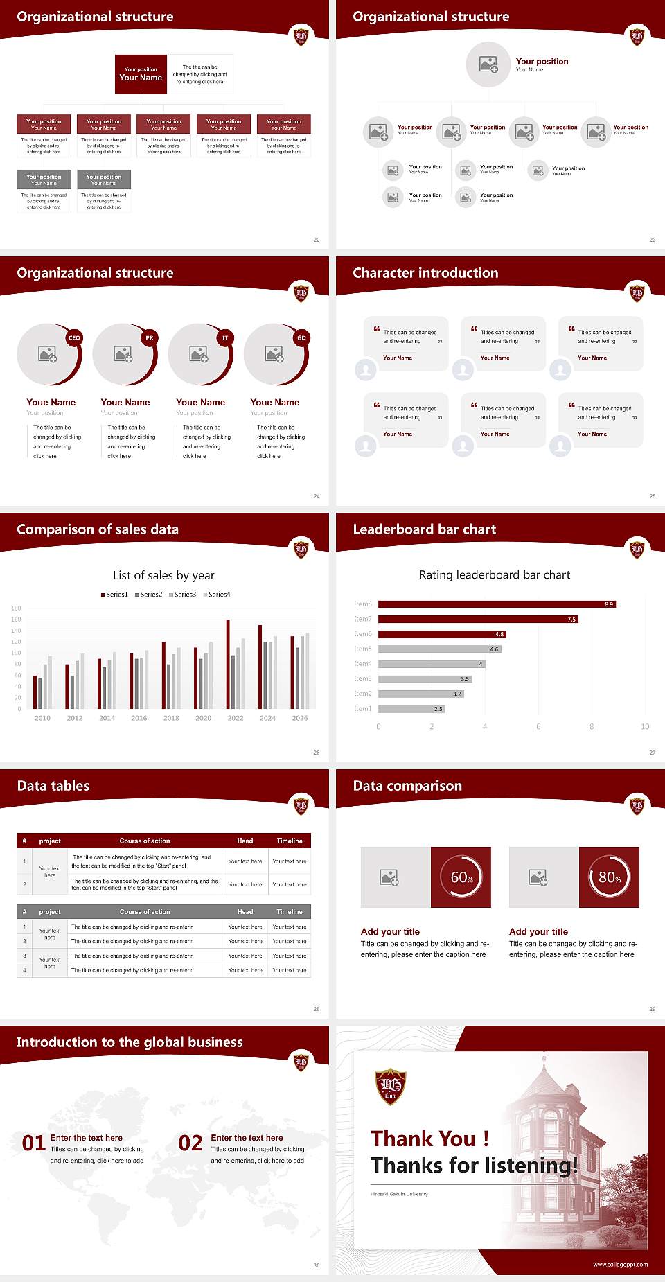 Hirosaki Gakuin University Academic Presentation/Research Findings Report PPT Template4:3 ratio PPT effect preview image4