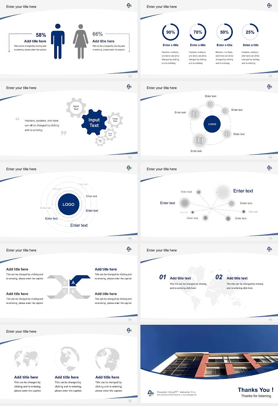 Gifu University of Health Sciences Course/Courseware Creation PPT Template16:9 ratio PPT effect preview image4