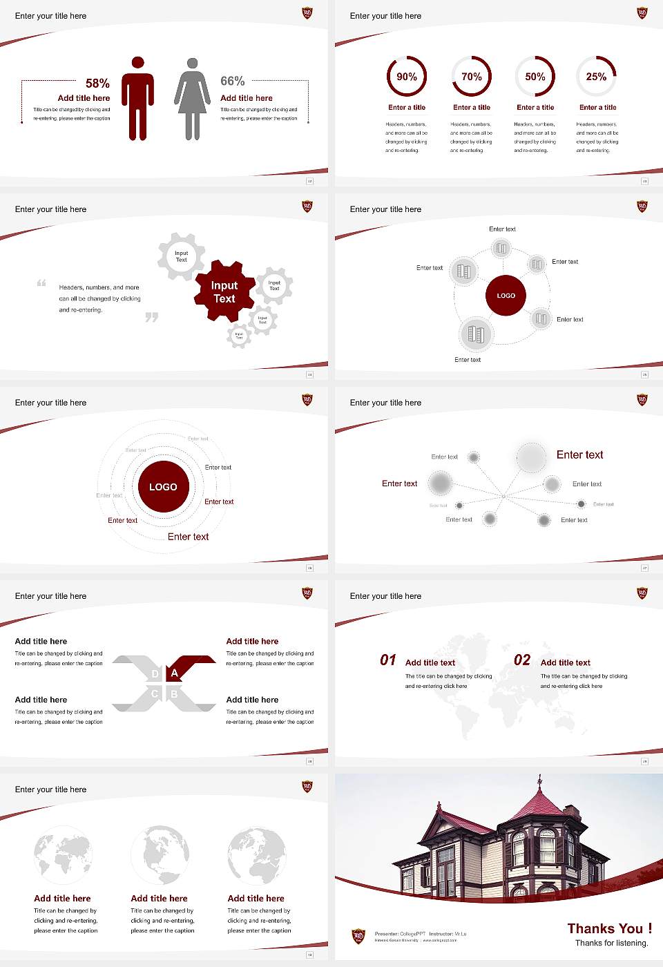 Hirosaki Gakuin University Course/Courseware Creation PPT Template16:9 ratio PPT effect preview image4