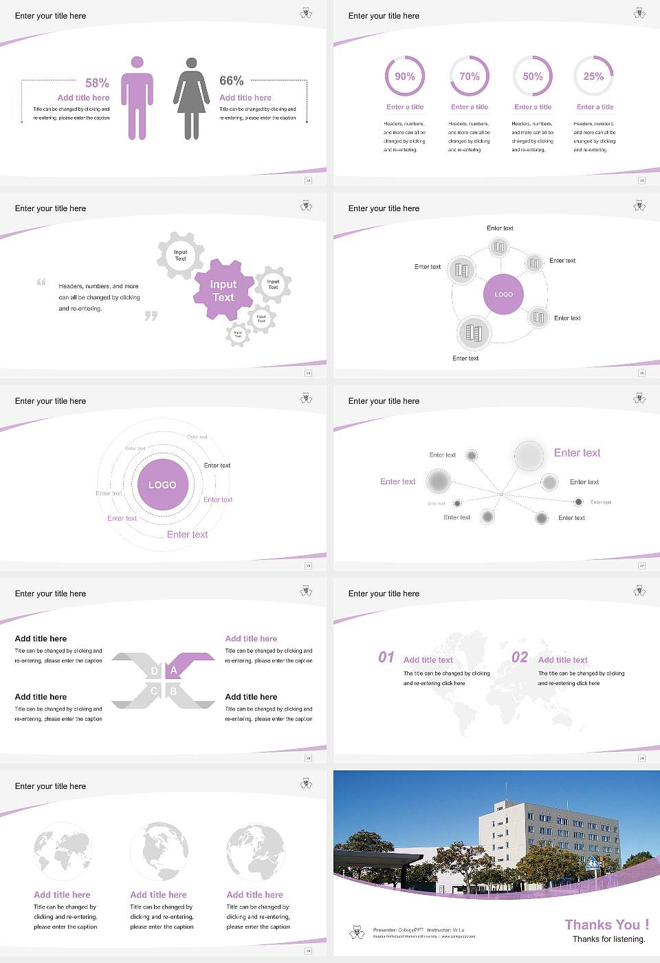 Gunma Prefectural Women’s University Course/Courseware Creation PPT Template16:9 ratio PPT effect preview image4