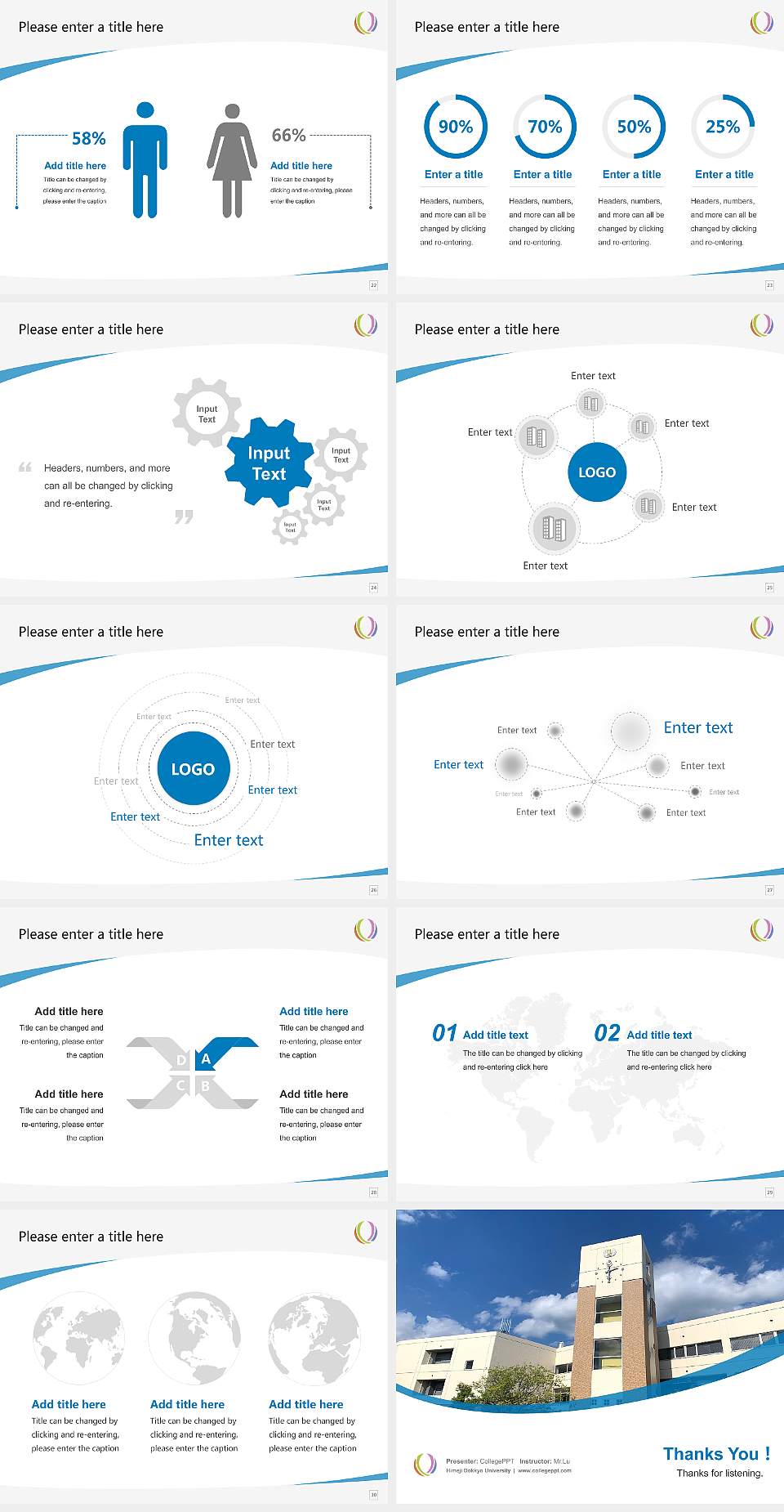 Himeji Dokkyo University Course/Courseware Creation PPT Template4:3 ratio PPT effect preview image4