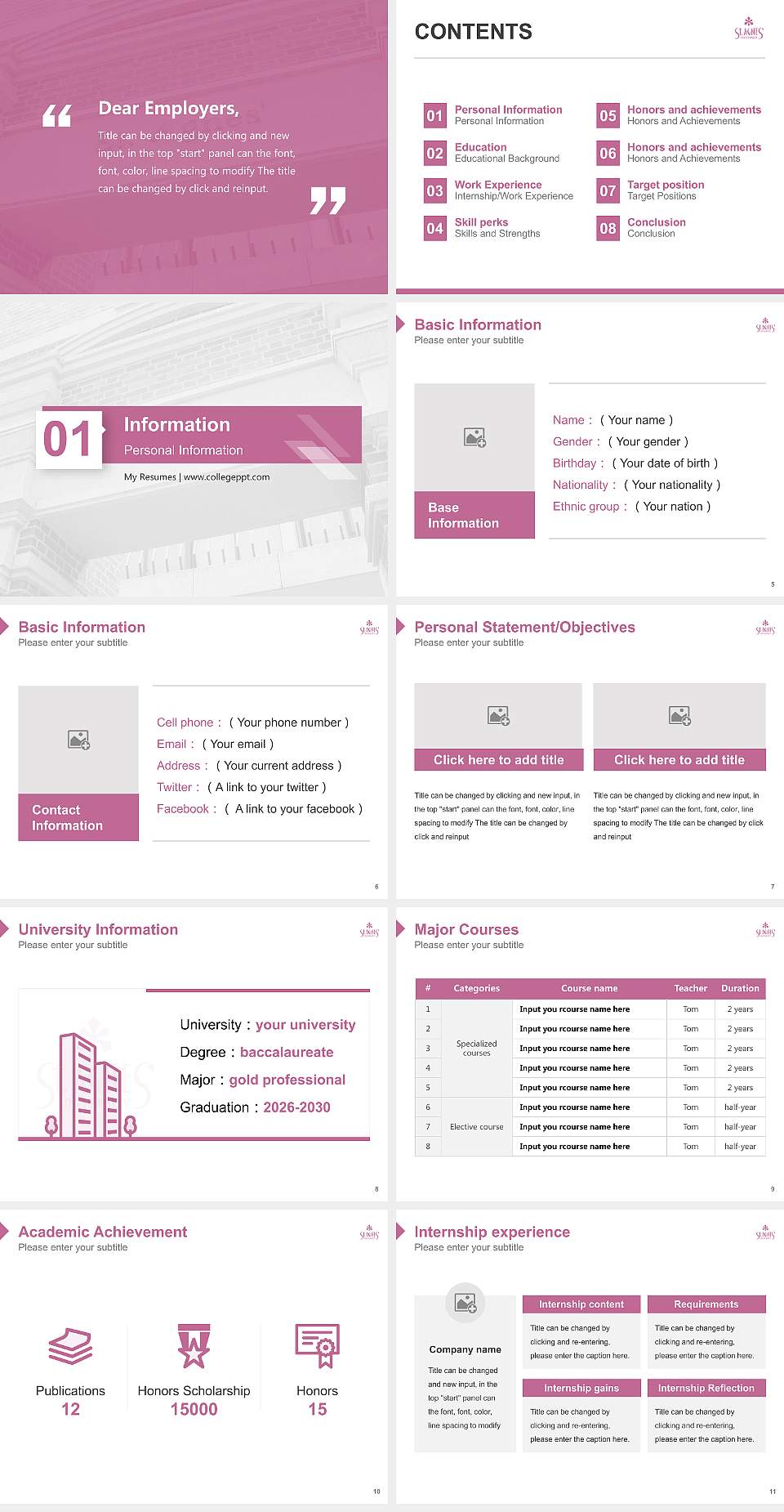 Heian Jogakuin (St. Agnes’) University Resume PPT Template4:3 ratio PPT effect preview image2