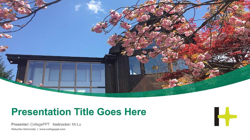 Hokuriku University Course/Courseware Creation PPT Template16:9 ratio PPT effect preview image