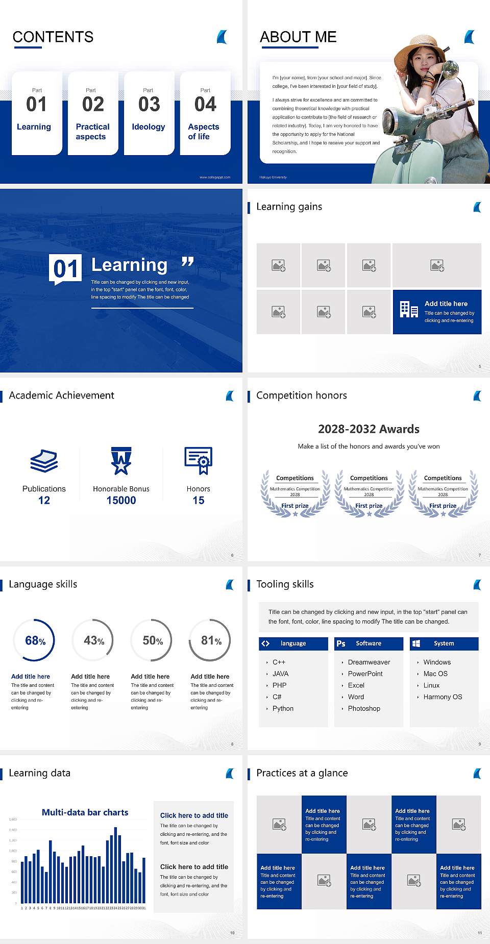 Hokuyo University National Scholarship Defense PPT Template4:3 ratio PPT effect preview image2