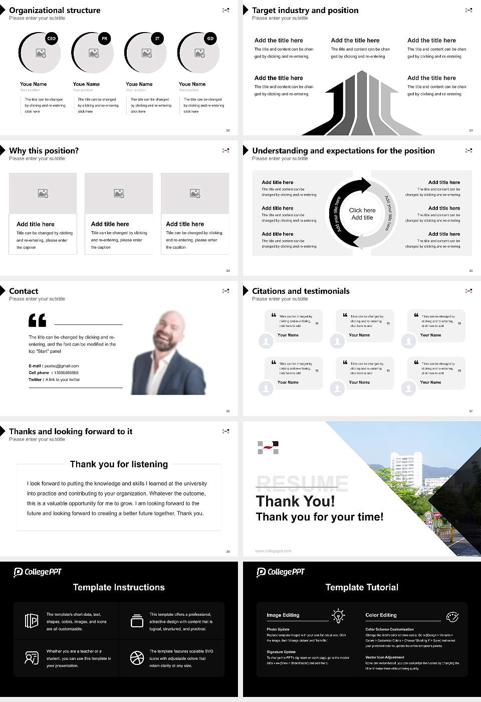Hiroshima Institute of Technology Resume PPT Template16:9 ratio PPT effect preview image4