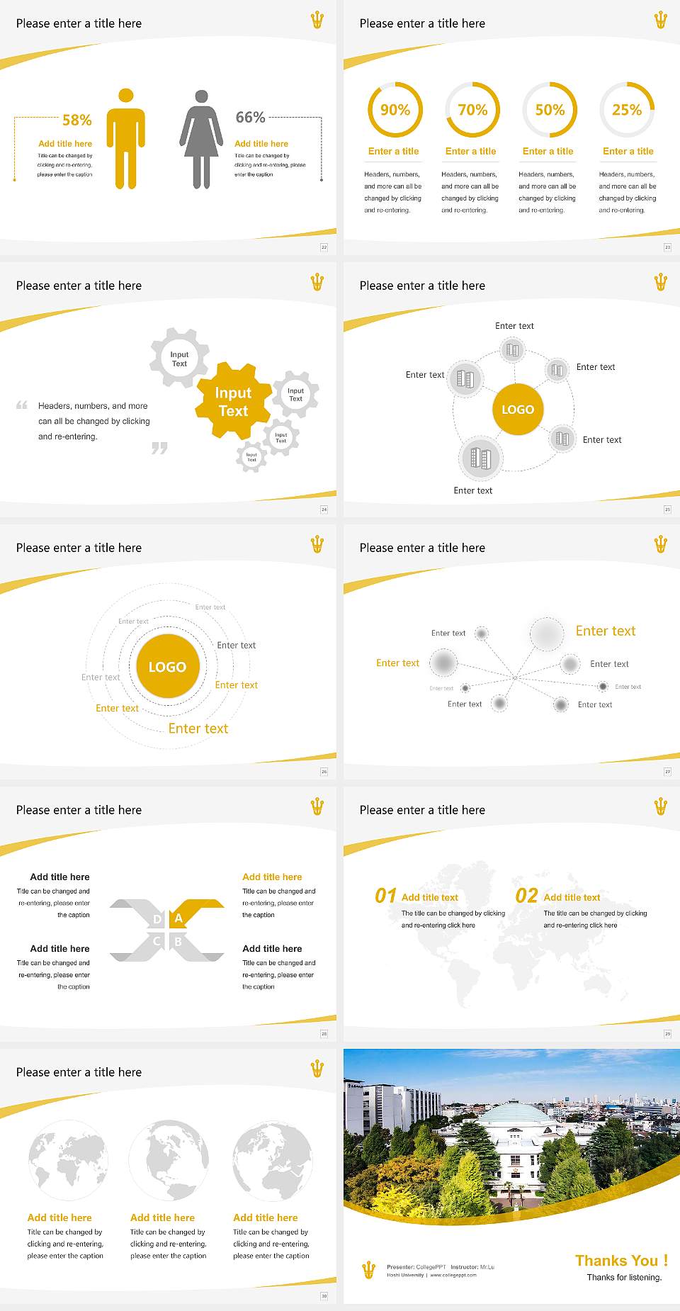 Hoshi University Course/Courseware Creation PPT Template4:3 ratio PPT effect preview image4